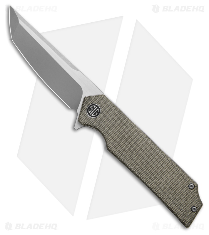 Eikonic + Sig Sauer Tsuru Liner Lock Knife Green Canvas Micarta (3.3" Two-Tone)