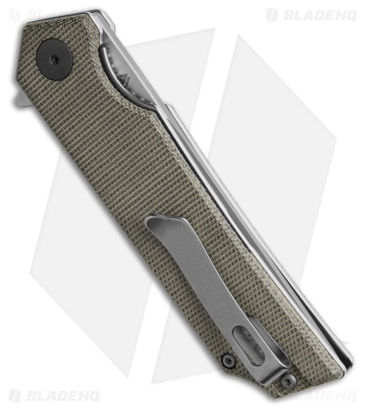 Eikonic + Sig Sauer Tsuru Liner Lock Knife Green Canvas Micarta (3.3" Two-Tone)