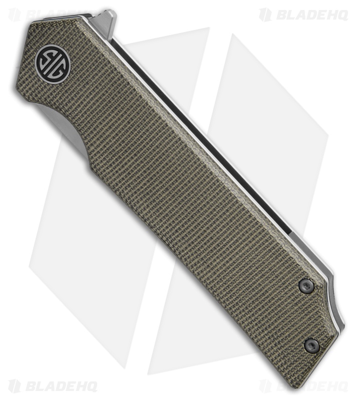 Eikonic + Sig Sauer Tsuru Liner Lock Knife Green Canvas Micarta (3.3" Two-Tone)