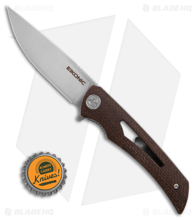Eikonic Aperture Liner Lock Folding Knife Brown Canvas Micarta (3.2" Satin) 