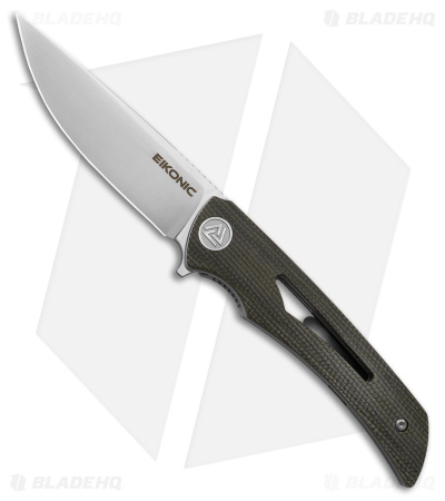 Eikonic Aperture Liner Lock Folding Knife Olive Micarta (3.2" Satin) 
