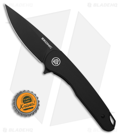 Eikonic Dromas Liner Lock Folding Knife Night Black G-10 (3.25" Black SW) 