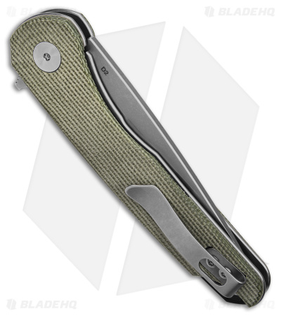 Eikonic Dromas Liner Lock Folding Knife Olive Canvas Micarta  (3.25" SW) 