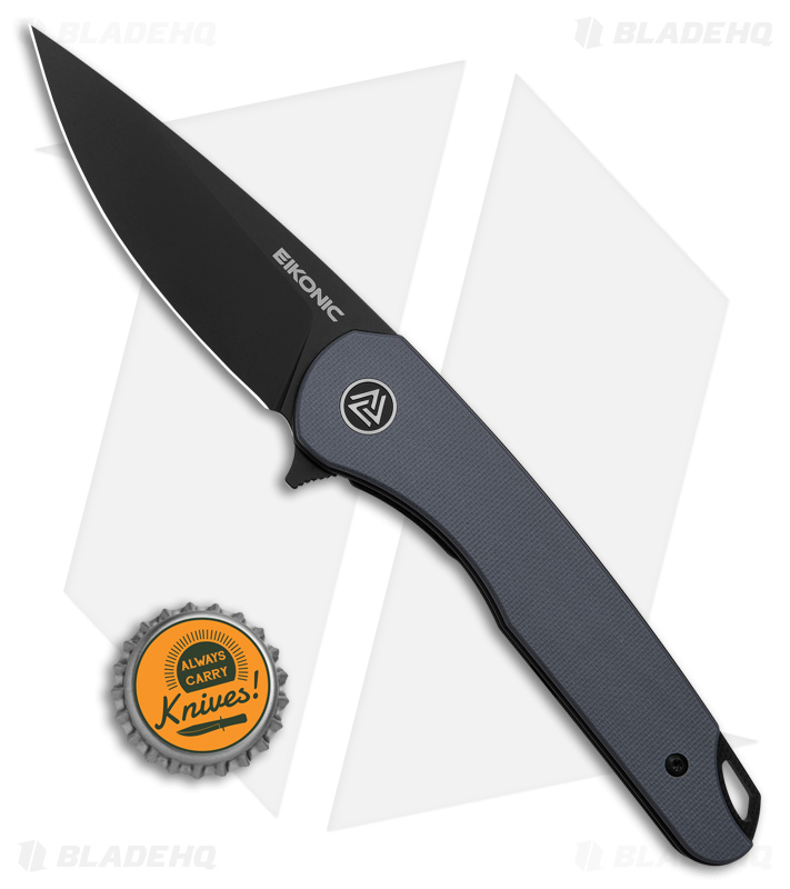 Eikonic Dromas Liner Lock Folding Knife Steel Blue G-10 (3.25" Black SW) 