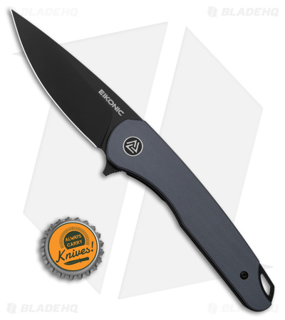 Eikonic Dromas Liner Lock Folding Knife Steel Blue G-10 (3.25" Black SW) 
