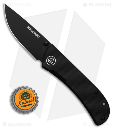 Eikonic Fairwind Liner Lock Folding Knife G-10 Black (2.6" Black SW) 