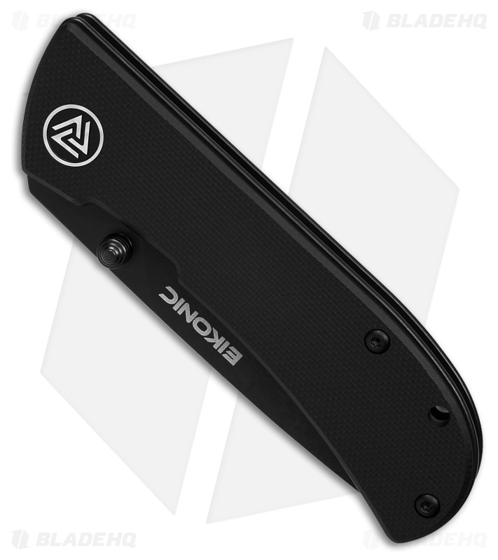 Eikonic Fairwind Liner Lock Folding Knife  Black G-10 Black(2.6" Black SW Serr) 