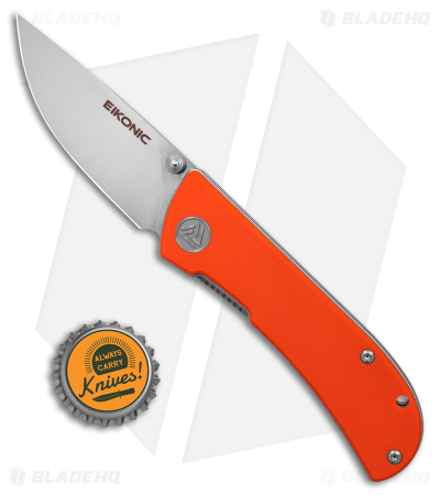 Eikonic Fairwind Liner Lock Folding Knife G-10 Safety Orange (2.6" Satin) 