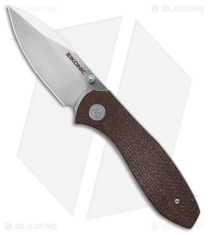 Eikonic Kasador Liner Lock Folding Knife Brown Canvas Micarta (2.9" Satin) 