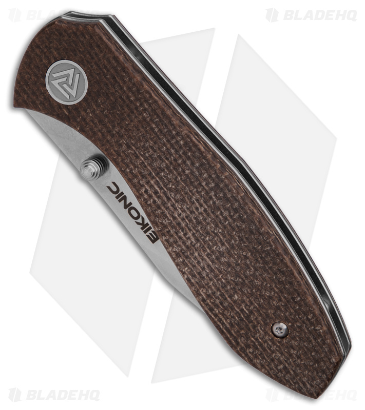 Eikonic Kasador Liner Lock Folding Knife Brown Canvas Micarta (2.9" Satin) 