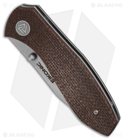 Eikonic Kasador Liner Lock Folding Knife Brown Canvas Micarta (2.9" Satin) 