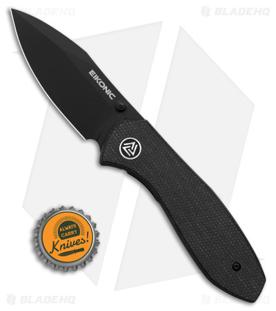 Eikonic Kasador Liner Lock Folding Knife Black Micarta (2.9" Black) 