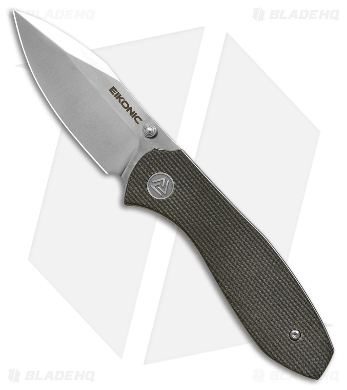 Eikonic Kasador Liner Lock Folding Knife Olive Micarta (2.9" Satin) 