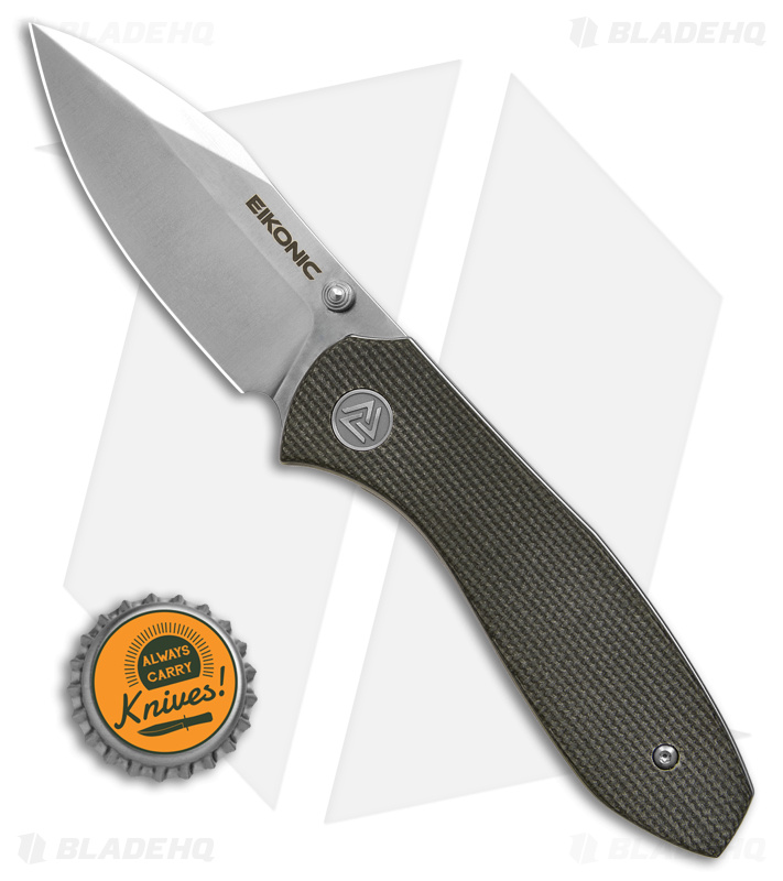Eikonic Kasador Liner Lock Folding Knife Olive Micarta (2.9" Satin) 