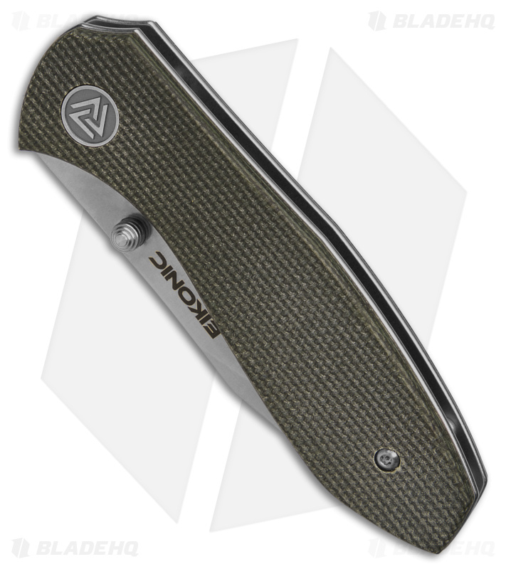Eikonic Kasador Liner Lock Folding Knife Olive Micarta (2.9" Satin) 