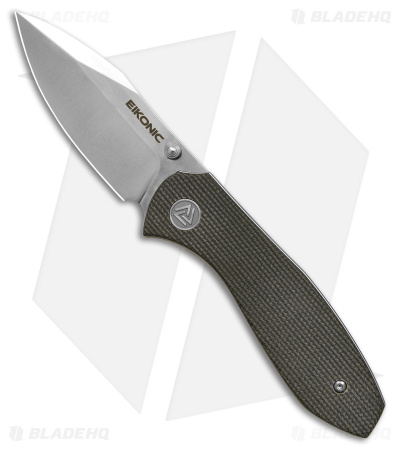 Eikonic Kasador Liner Lock Folding Knife Olive Micarta (2.9" Satin) 