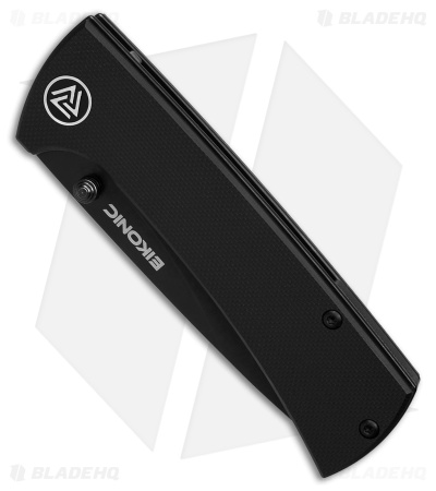 Eikonic RCK9 Liner Lock Folding Knife  Black G-10 (3" Black SW Serrated)