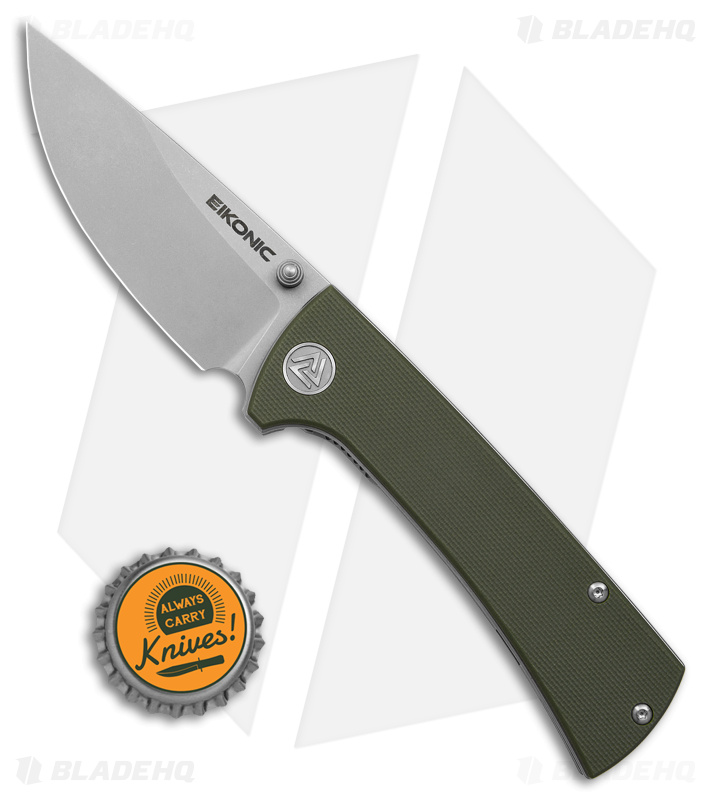 Eikonic RCK9 Liner Lock Folding Knife Olive G-10 (3" SW)