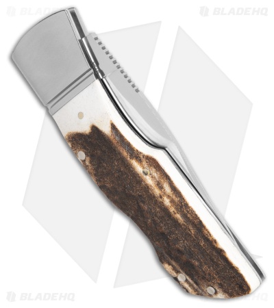 Finch Knife Co. Jackrabbit Lockback Brown/White Stag (3.50" Satin)
