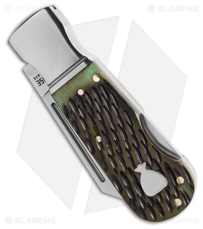 Finch Knife Co. Pretty Boy Lockback Knife Greenbacks Jigged Bone (2.75" Satin)