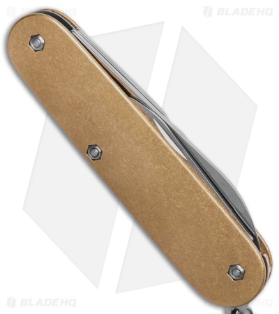 Flytanium Contoured Brass Scales + Victorinox Cadet 84mm Knife
