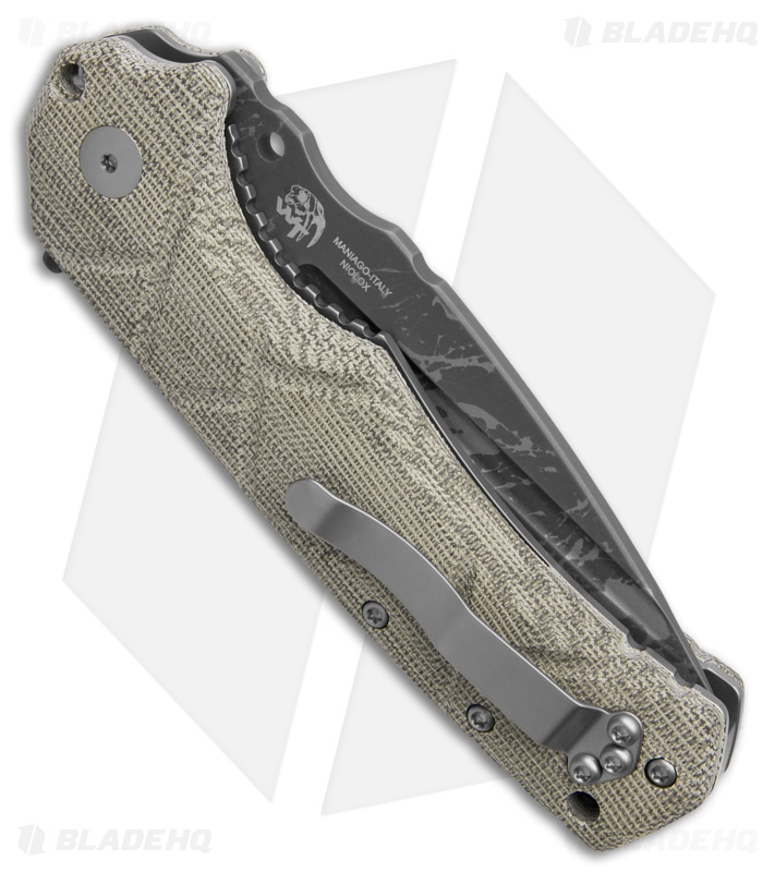 Fox Knives URO OD Green Micarta Drop Point Acid Wash Niolox
