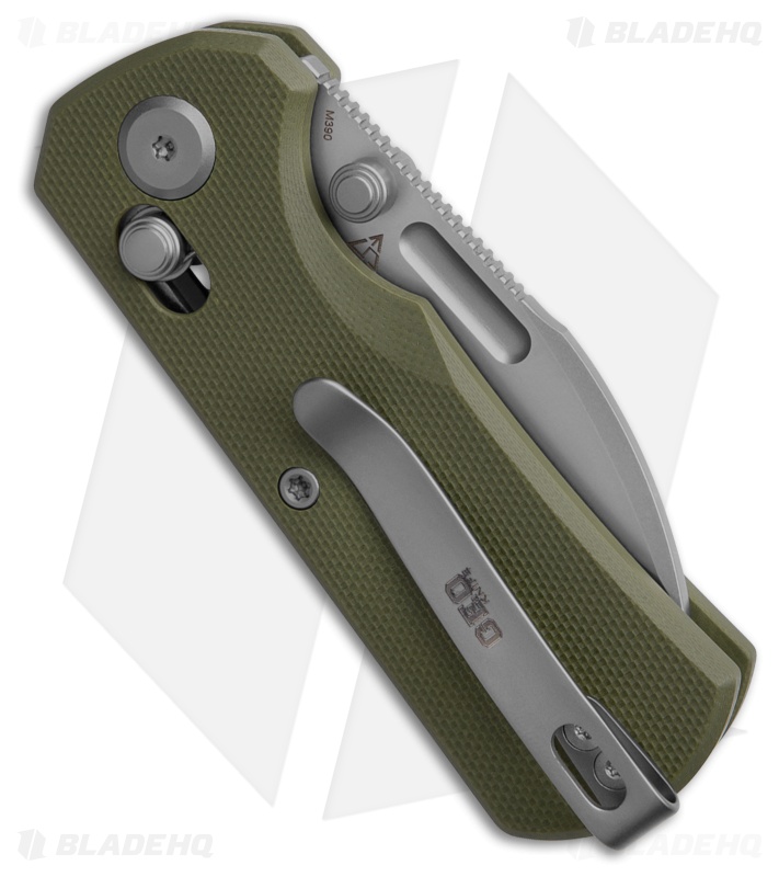 GEO Knife Belluf Crossbar Lock Knife Green G-10 (2.4" SW M390)