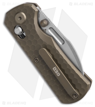 GEO Knife Belluf Crossbar Lock Knife Stonewash Bronze Titanium (2.4" SW M390)
