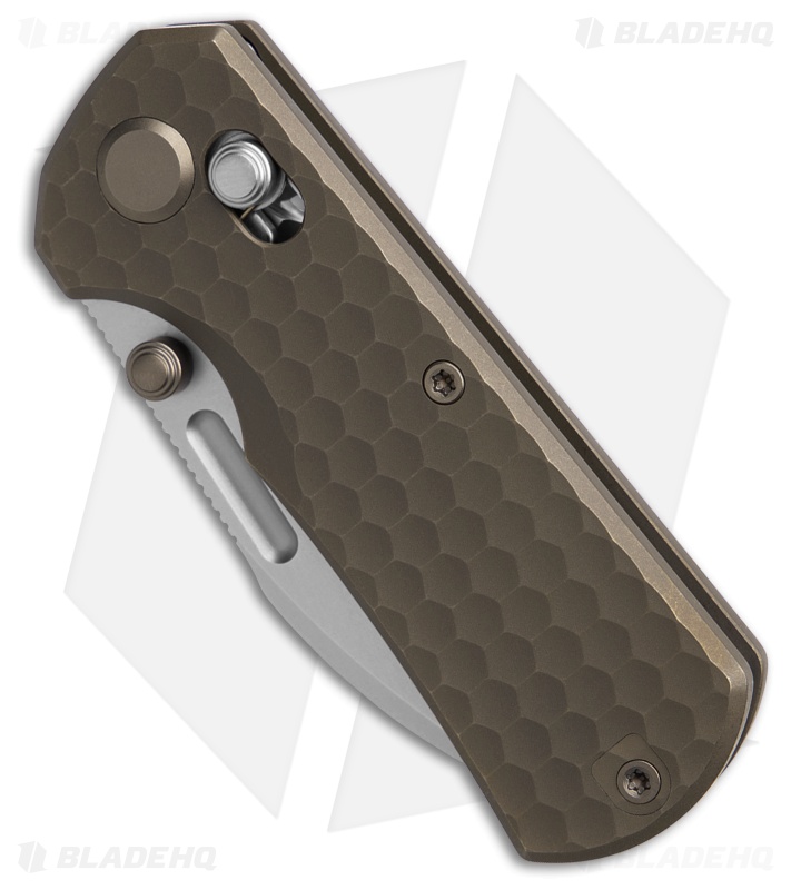 GEO Knife Belluf Crossbar Lock Knife Stonewash Bronze Titanium (2.4" SW M390)