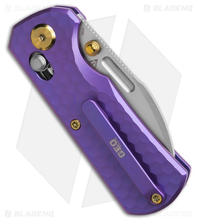GEO Knife Belluf Crossbar Lock Knife Stonewash Purple Titanium (2.4" SW M390)