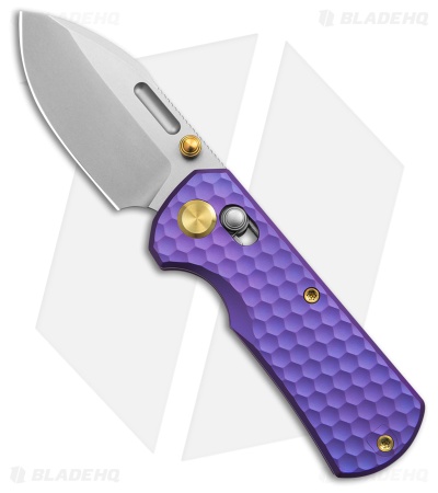 GEO Knife Belluf Crossbar Lock Knife Stonewash Purple Titanium (2.4" SW M390)