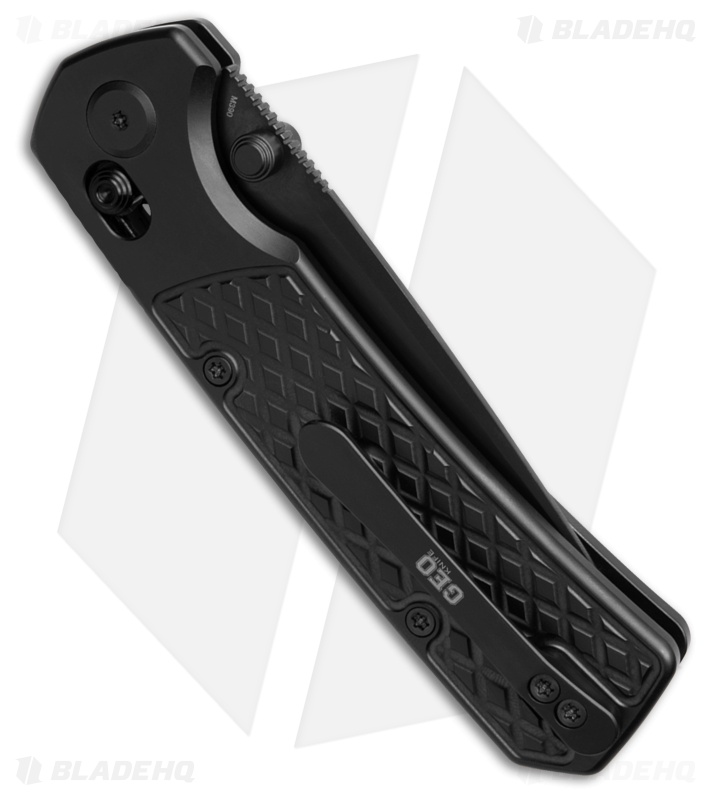 GEO Knife Blaze Crossbar Lock Knife Black DLC Titanium (3.3" Black DLC M390)
