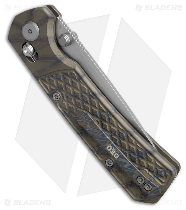 GEO Knife Blaze Tanto Crossbar Lock Knife Tiger Stripe Flamed Titanium (3.3" SW)