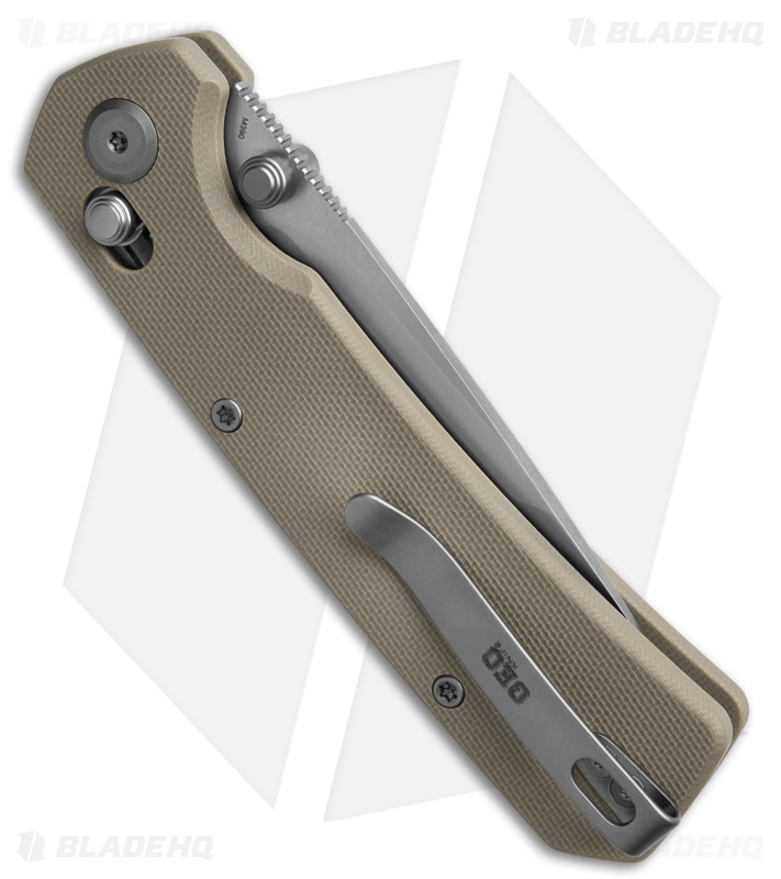 GEO Knife Blaze Tanto Crossbar Lock Knife Khaki G-10 (3.3" SW M390)