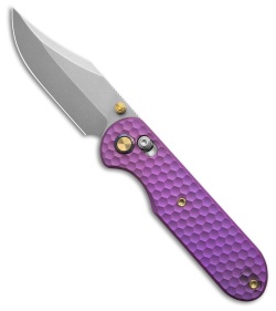GEO Knife Ethereal Cutter Clip Point Crossbar Lock Knife Purple Ti (3" SW)