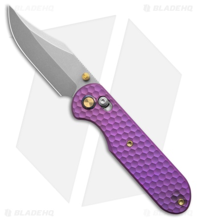 GEO Knife Ethereal Cutter Clip Point Crossbar Lock Knife Purple Ti (3" SW)