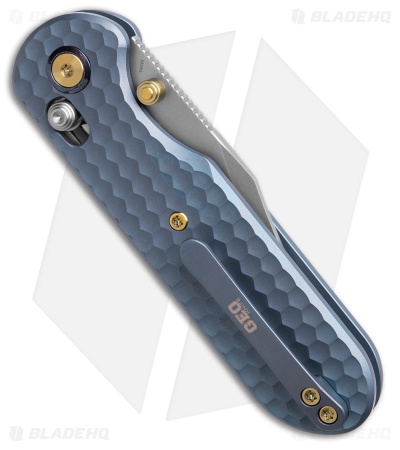 GEO Knife Ethereal Cutter Clip Point Crossbar Lock Knife Blue Ti (3" SW)