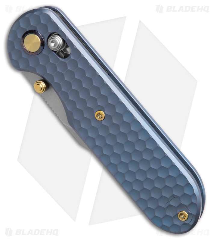 GEO Knife Ethereal Cutter Clip Point Crossbar Lock Knife Blue Ti (3" SW)