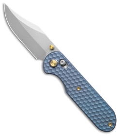GEO Knife Ethereal Cutter Clip Point Crossbar Lock Knife Blue Ti (3" SW)