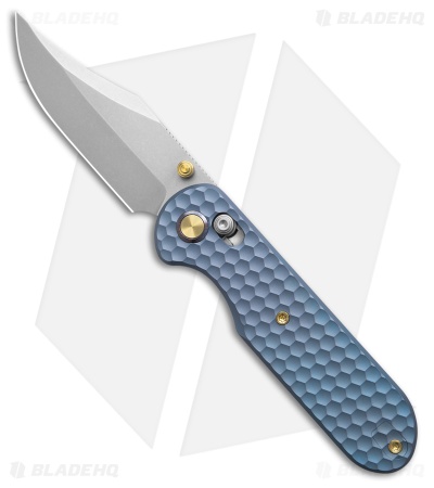 GEO Knife Ethereal Cutter Clip Point Crossbar Lock Knife Blue Ti (3" SW)