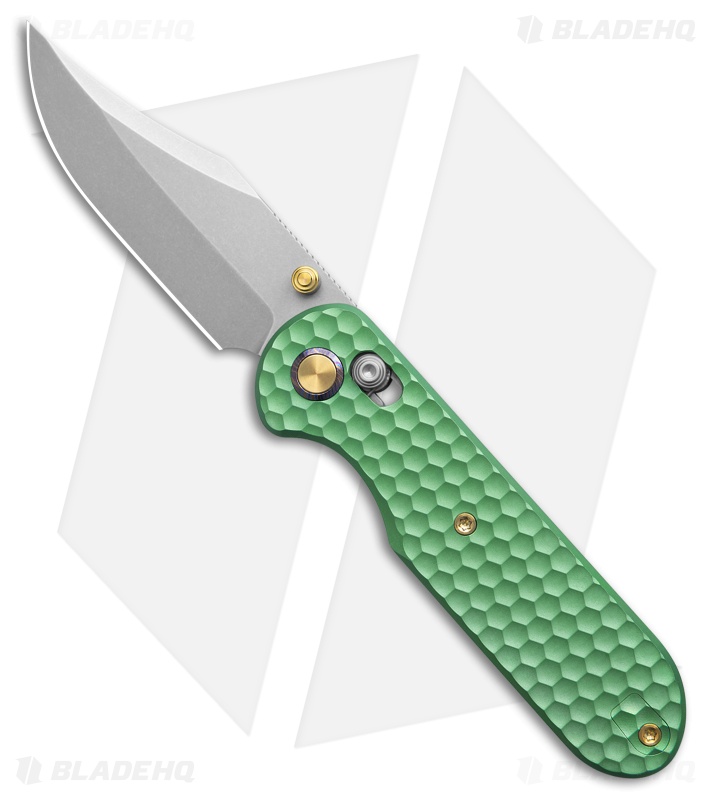 GEO Knife Ethereal Cutter Clip Point Crossbar Lock Knife Green Ti (3" SW)