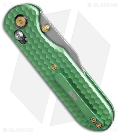 GEO Knife Ethereal Cutter Clip Point Crossbar Lock Knife Green Ti (3" SW)