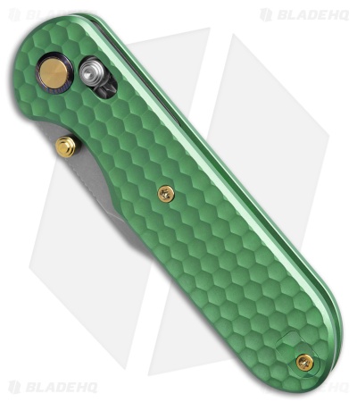 GEO Knife Ethereal Cutter Clip Point Crossbar Lock Knife Green Ti (3" SW)