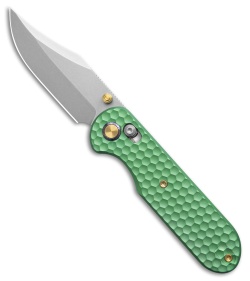GEO Knife Ethereal Cutter Clip Point Crossbar Lock Knife Green Ti (3" SW)