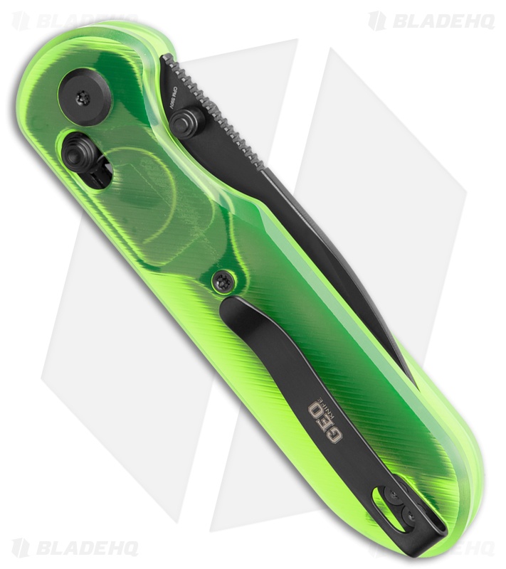 GEO Knife Ethereal Cutter Drop Point Crossbar Lock Green (3" DLC S90V) *DISC*