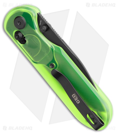 GEO Knife Ethereal Cutter Drop Point Crossbar Lock Green (3" DLC S90V) *DISC*