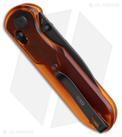 GEO Knife Ethereal Cutter Drop Point Crossbar Lock Knife Orange (3" DLC S90V)