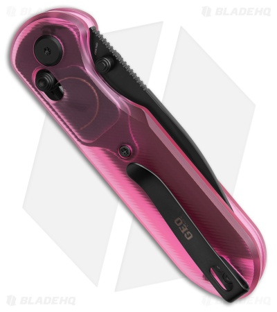 GEO Knife Ethereal Cutter Drop Point Crossbar Lock Knife Pink (3" DLC S90V)