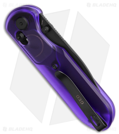 GEO Knife Ethereal Cutter Drop Point Crossbar Lock Knife Purple (3" DLC S90V)