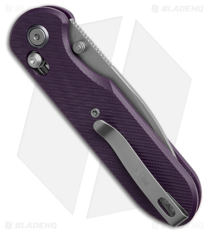 GEO Knife Ethereal Cutter Drop Point Crossbar Lock Knife Purple G-10 (3" SW)